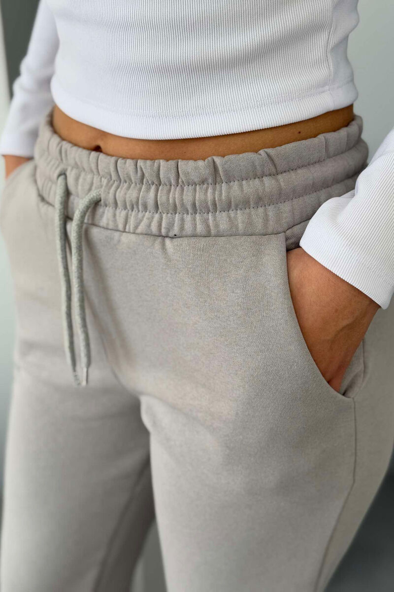 ONE COLOR FLUFFY WOMEN JOGGERS GREY/GRI - 5