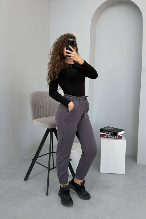 ONE COLOR FLUFFY WOMEN JOGGERS IRON GREY/GRI HEKURI 