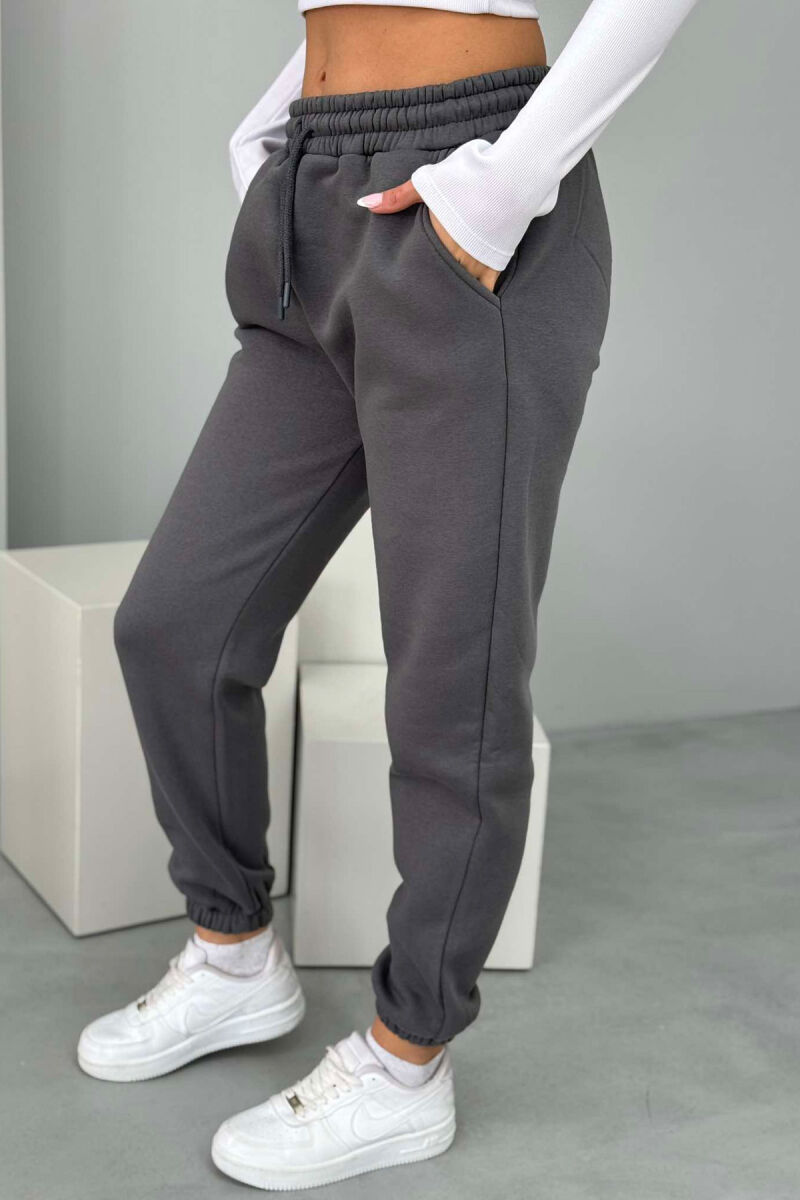 ONE COLOR FLUFFY WOMEN JOGGERS IRON GREY/GRI HEKURI - 3