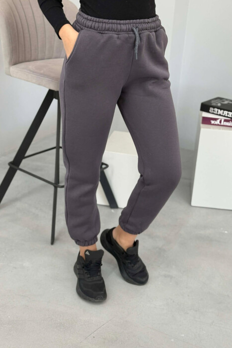ONE COLOR FLUFFY WOMEN JOGGERS IRON GREY/GRI HEKURI - 3