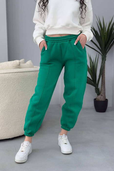 ONE COLOR FLUFFY WOMEN JOGGERS LIGHT GREEN/JEZB 