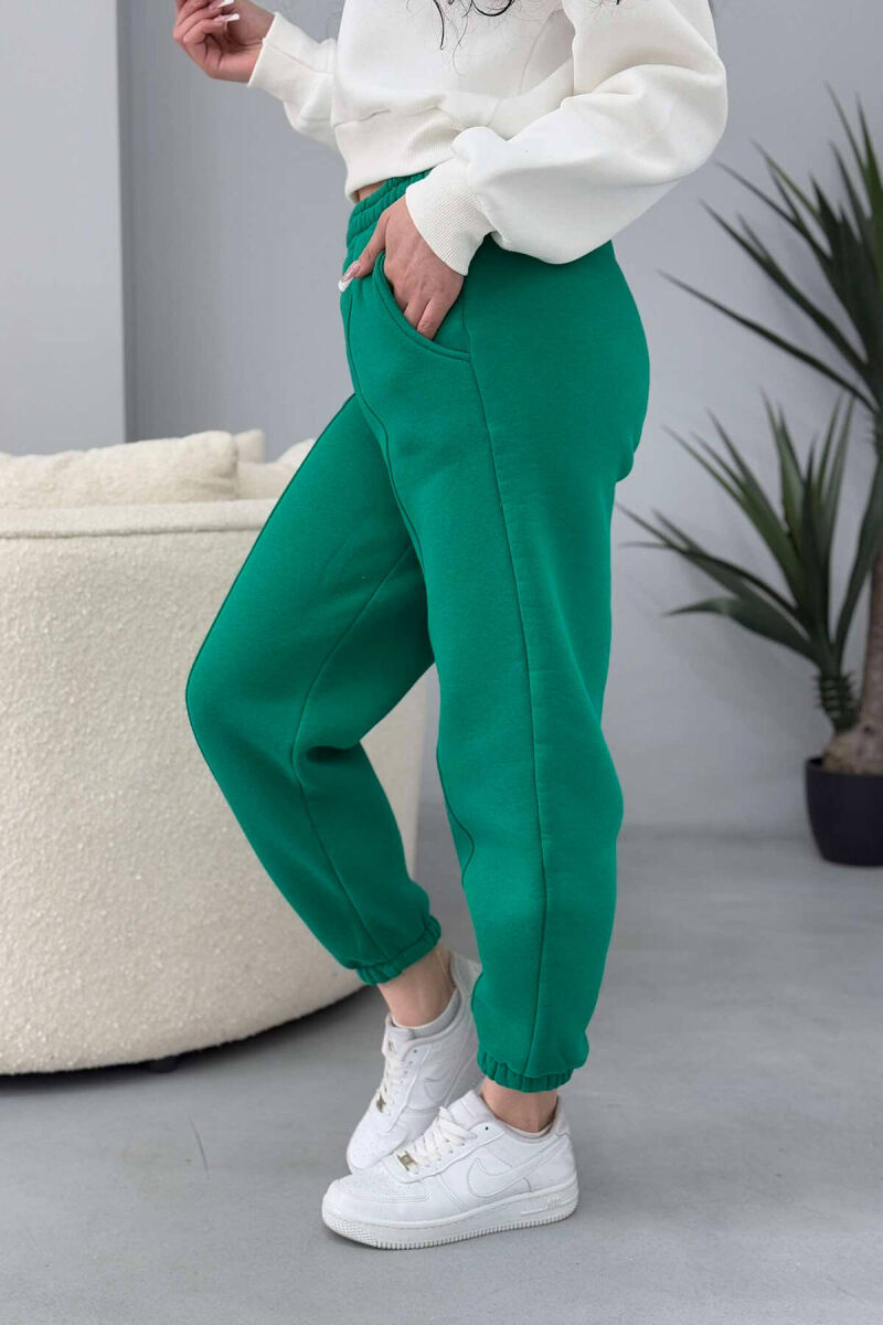 ONE COLOR FLUFFY WOMEN JOGGERS LIGHT GREEN/JEZB - 6