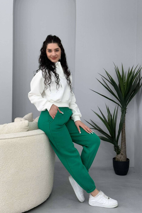 ONE COLOR FLUFFY WOMEN JOGGERS LIGHT GREEN/JEZB - 7