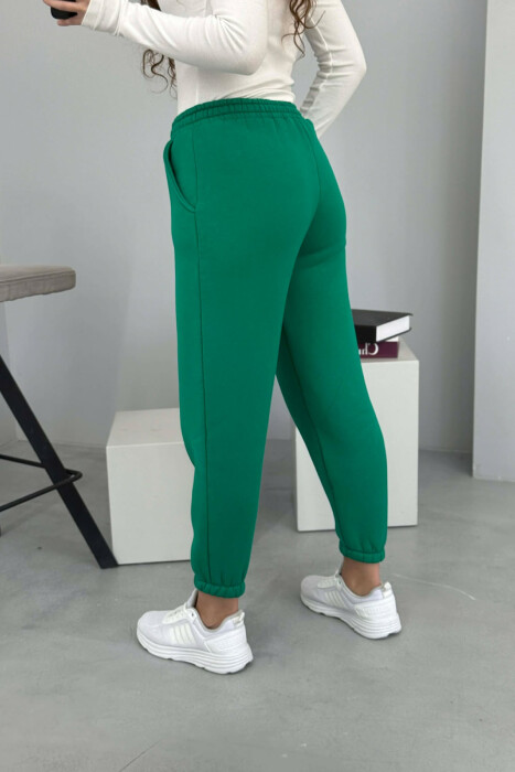 ONE COLOR FLUFFY WOMEN JOGGERS LIGHT GREEN/JEZB - 3