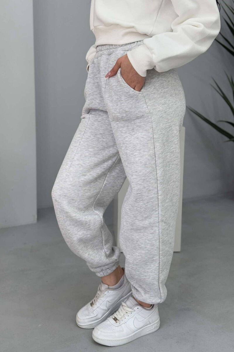 ONE COLOR FLUFFY WOMEN JOGGERS LIGHT GREY/GZ - 5