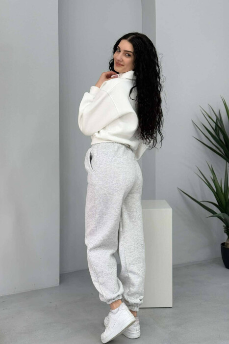 ONE COLOR FLUFFY WOMEN JOGGERS LIGHT GREY/GZ - 6