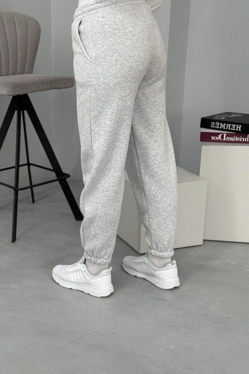 ONE COLOR FLUFFY WOMEN JOGGERS LIGHT GREY/GZ - 5