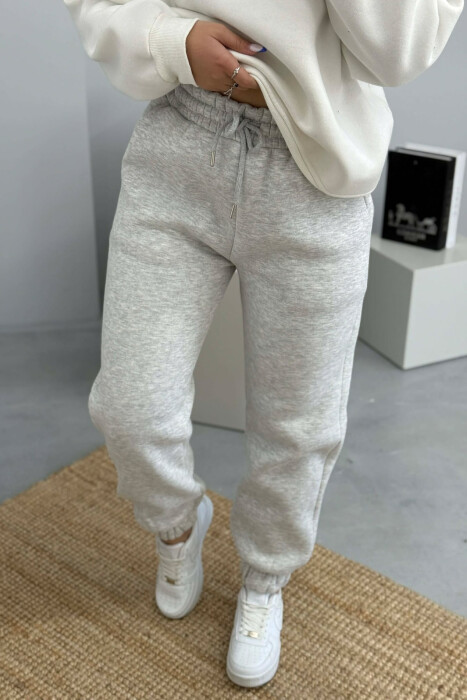 ONE COLOR FLUFFY WOMEN JOGGERS LIGHT GREY/GZ 