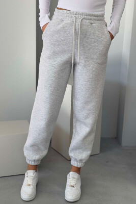 ONE COLOR FLUFFY WOMEN JOGGERS LIGHT GREY/GZ 