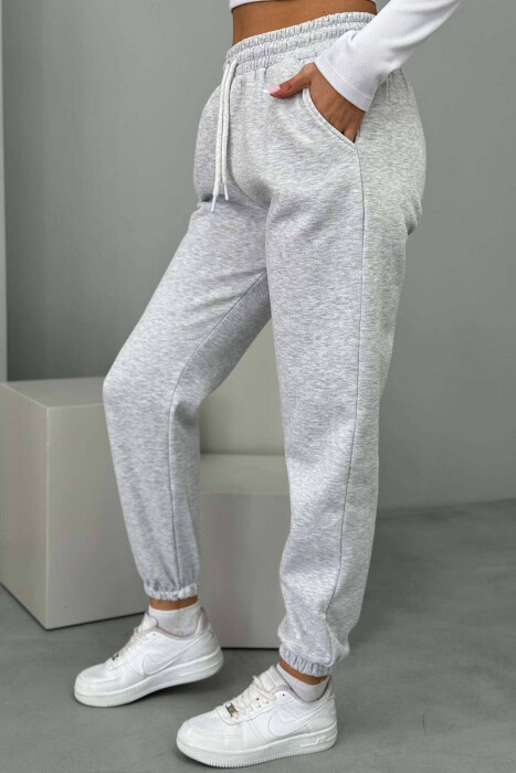 ONE COLOR FLUFFY WOMEN JOGGERS LIGHT GREY/GZ - 2