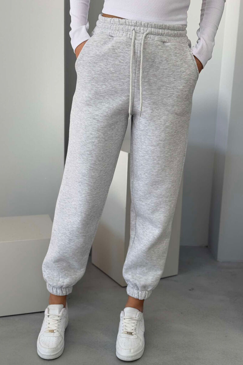 ONE COLOR FLUFFY WOMEN JOGGERS LIGHT GREY/GZ - 1