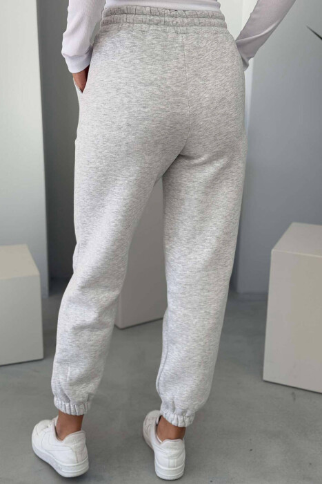 ONE COLOR FLUFFY WOMEN JOGGERS LIGHT GREY/GZ - 2