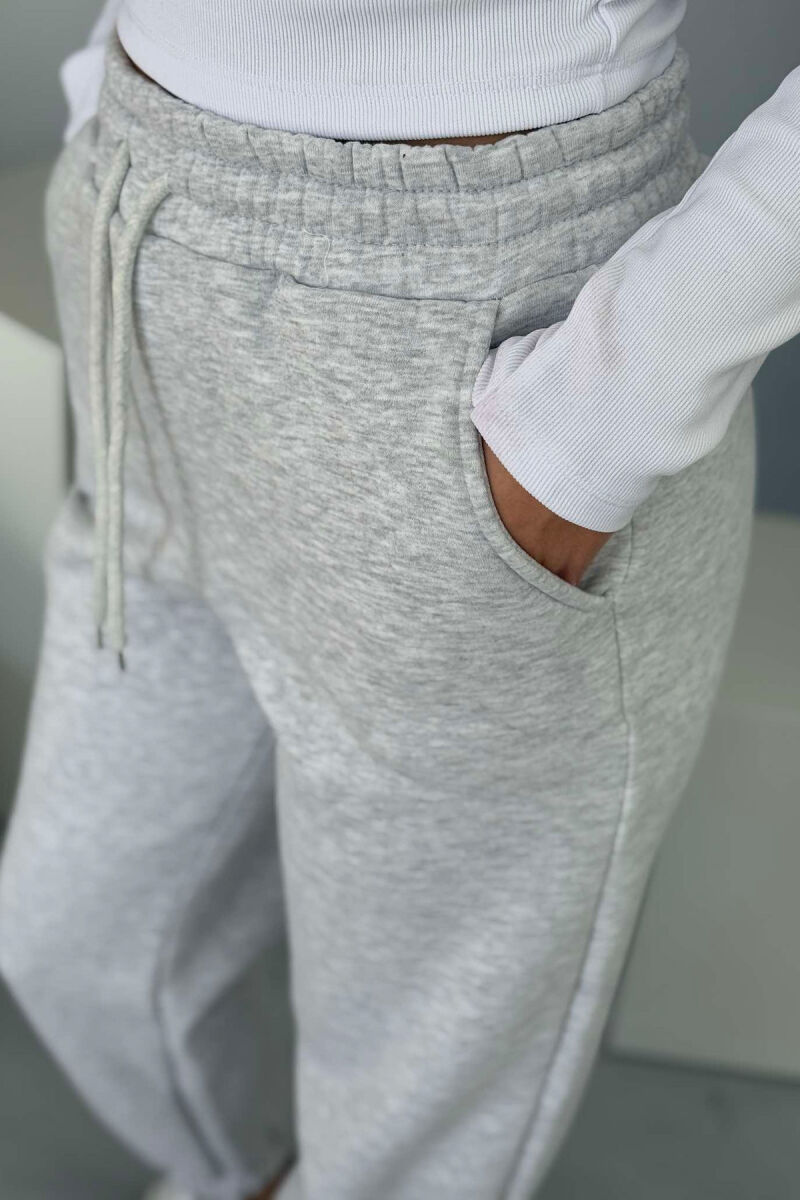 ONE COLOR FLUFFY WOMEN JOGGERS LIGHT GREY/GZ - 5