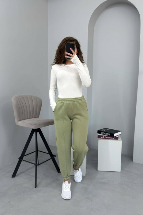ONE COLOR FLUFFY WOMEN JOGGERS MINT/MENTE 