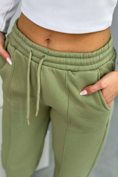 ONE COLOR FLUFFY WOMEN JOGGERS MINT/MENTE - 2