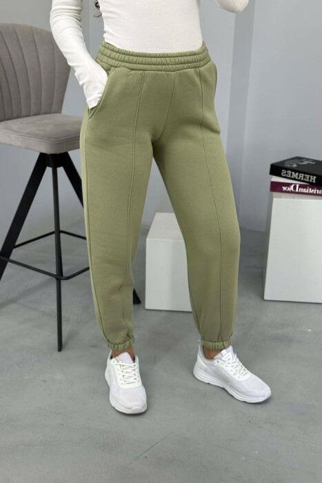 ONE COLOR FLUFFY WOMEN JOGGERS MINT/MENTE - 4