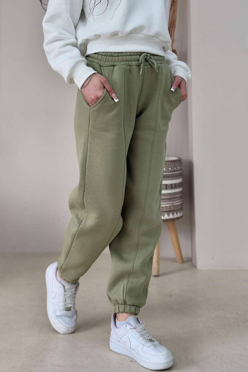 ONE COLOR FLUFFY WOMEN JOGGERS OLIVE/ULLI - 6