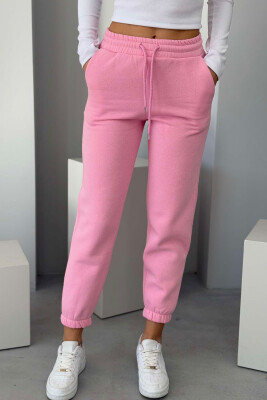 ONE COLOR FLUFFY WOMEN JOGGERS PINK/ROZE 