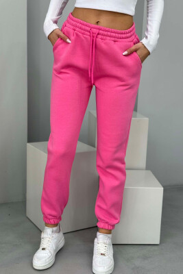 ONE COLOR FLUFFY WOMEN JOGGERS PINK/ROZE 