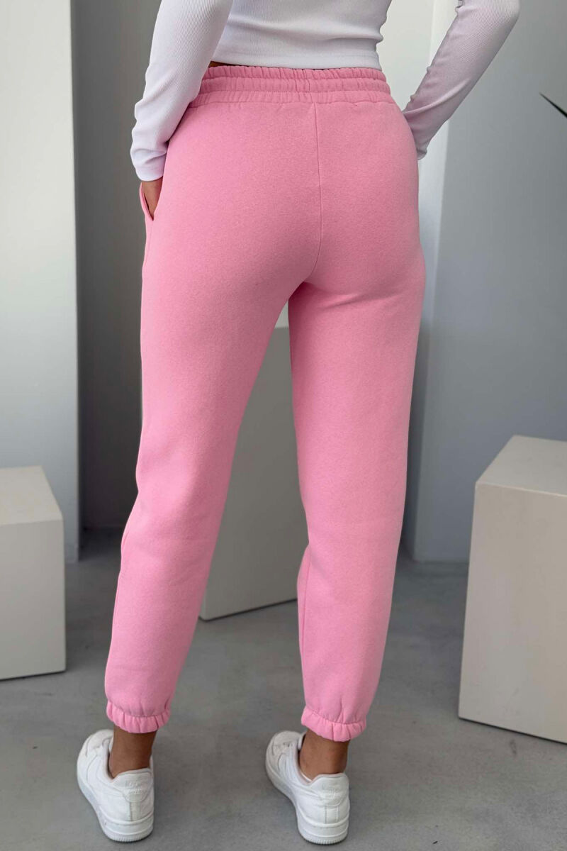 ONE COLOR FLUFFY WOMEN JOGGERS PINK/ROZE - 5