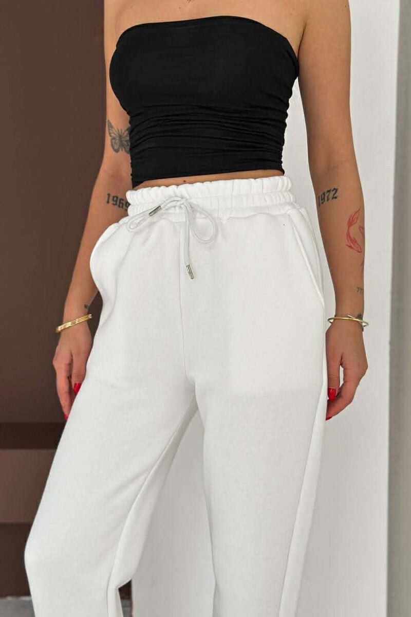 ONE COLOR FLUFFY WOMEN JOGGERS WHITE-E BARDHE - 2