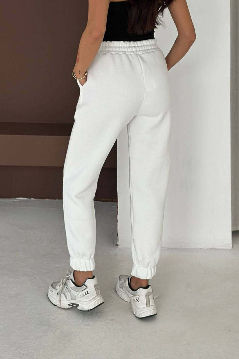 ONE COLOR FLUFFY WOMEN JOGGERS WHITE-E BARDHE - 3