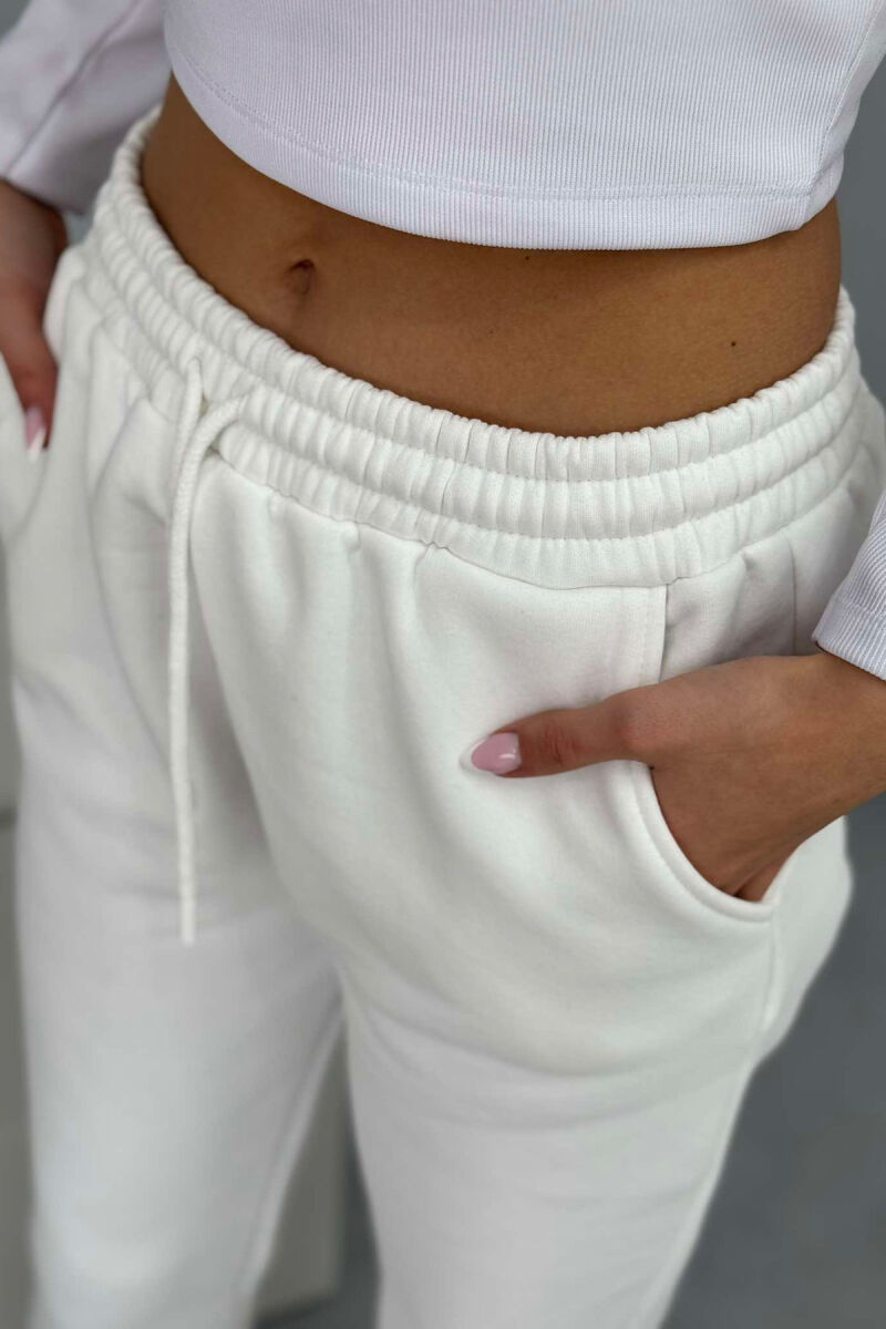 ONE COLOR FLUFFY WOMEN JOGGERS WHITE-E BARDHE - 2