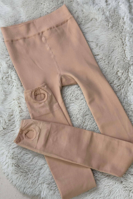 ONE COLOR FLUFFY WOMEN LEGGINGS BEIGE/BEZHE - KLAUDIO FASHION