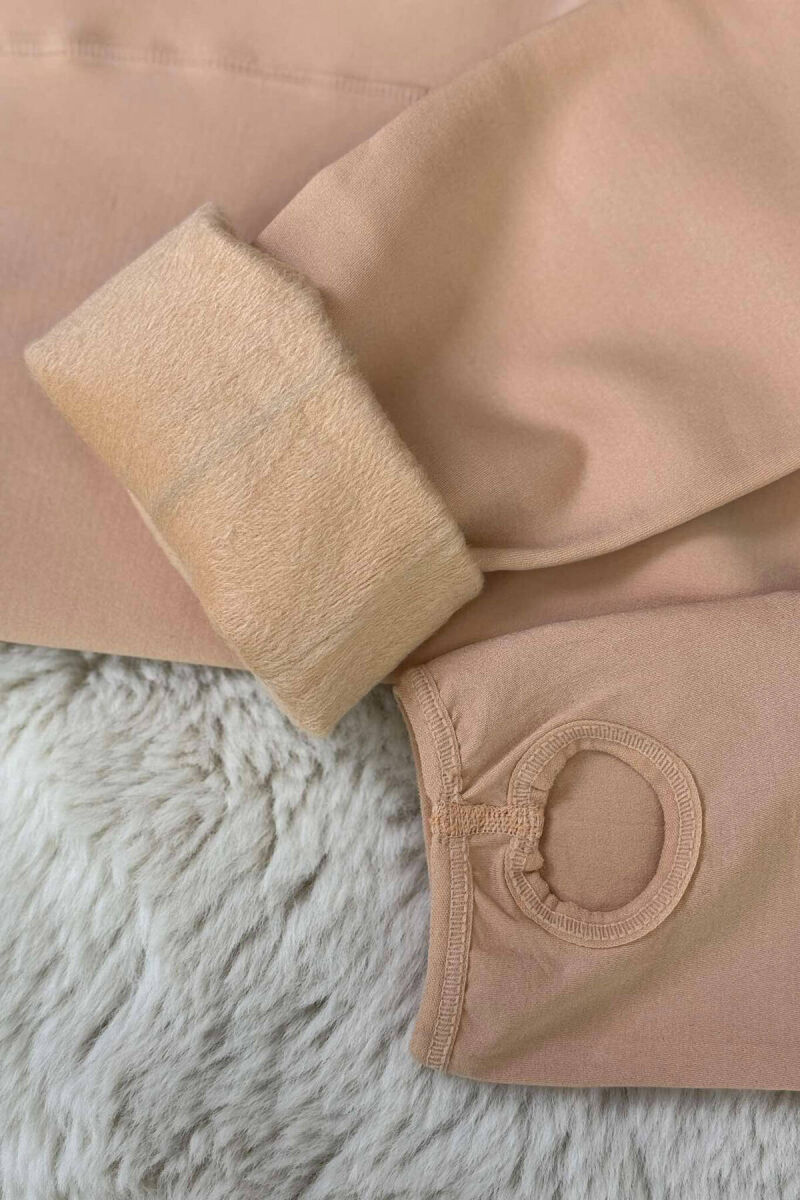 ONE COLOR FLUFFY WOMEN LEGGINGS BEIGE/BEZHE - 2