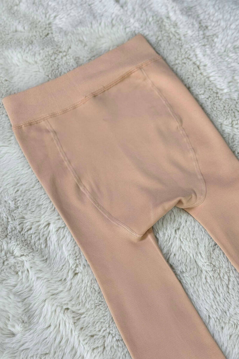 ONE COLOR FLUFFY WOMEN LEGGINGS BEIGE/BEZHE - 3