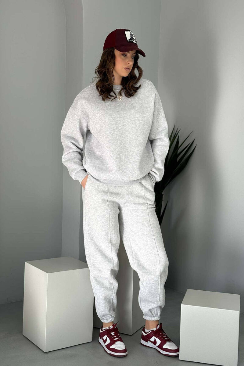 ONE COLOR FLUFFY WOMEN SET LIGHT GREY/GZ - 1