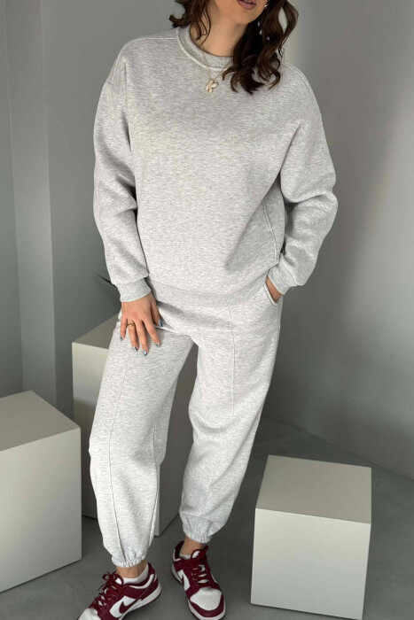 ONE COLOR FLUFFY WOMEN SET LIGHT GREY/GZ - 2