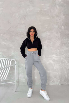 ONE COLOR FLUFFY WOMEN SWEATPANTS GREY/GRI 