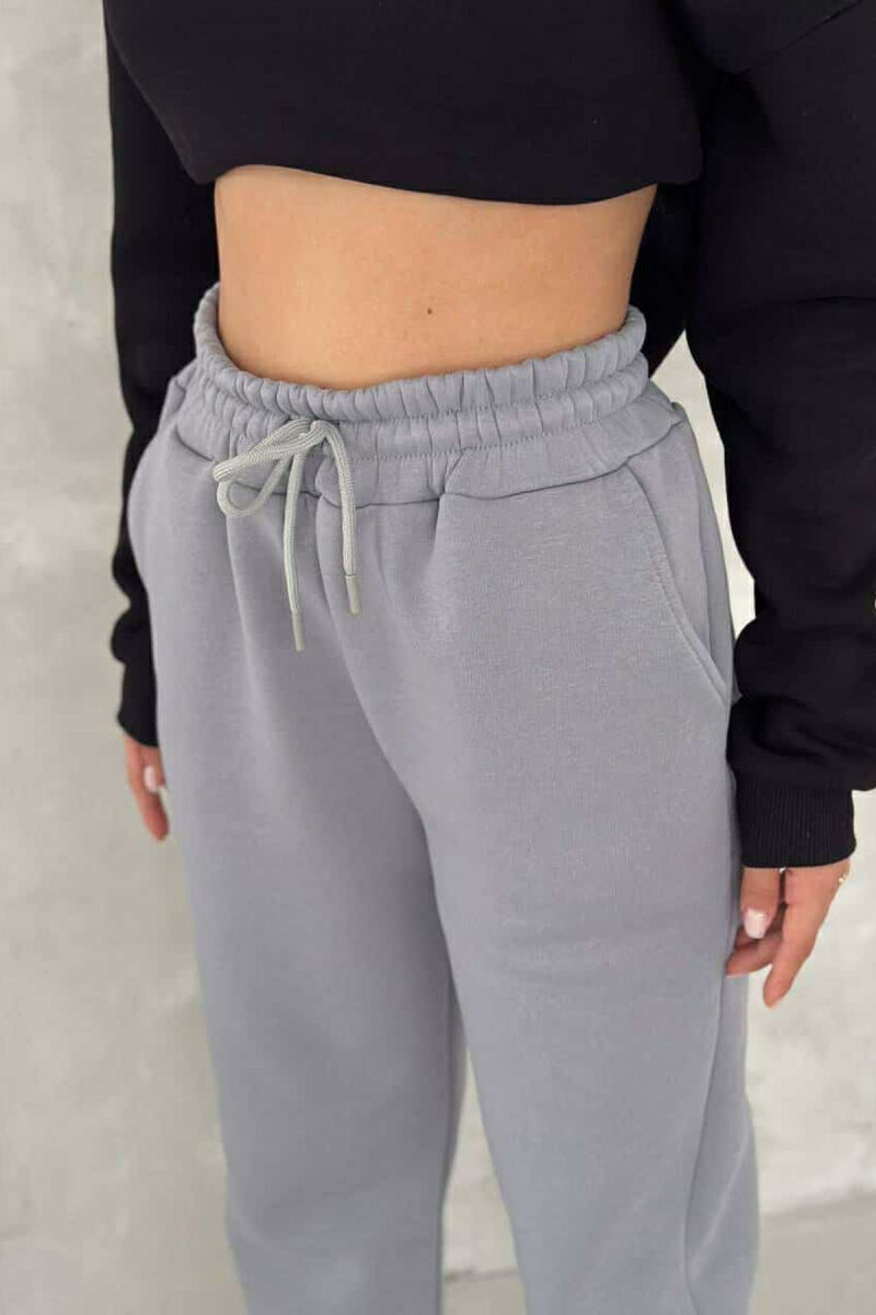 ONE COLOR FLUFFY WOMEN SWEATPANTS GREY/GRI - 2