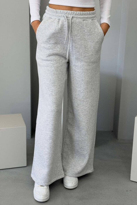 ONE COLOR FLUFFY WOMEN SWEATPANTS LIGHT GREY/GZ 