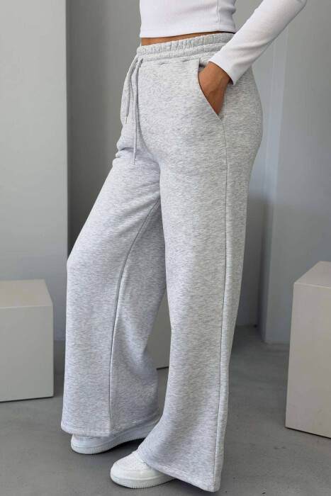 ONE COLOR FLUFFY WOMEN SWEATPANTS LIGHT GREY/GZ - 4