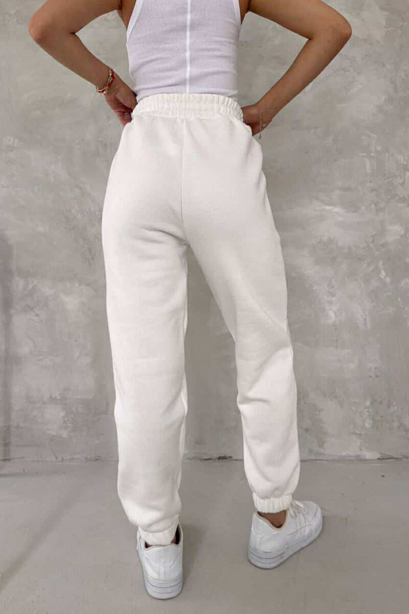 ONE COLOR FLUFFY WOMEN SWEATPANTS WHITE-E BARDHE - 2