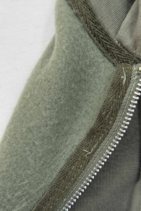 ONE COLOR FLUFFY ZIPPER HOOD MEN JACKET GREEN/JESHILE - 3