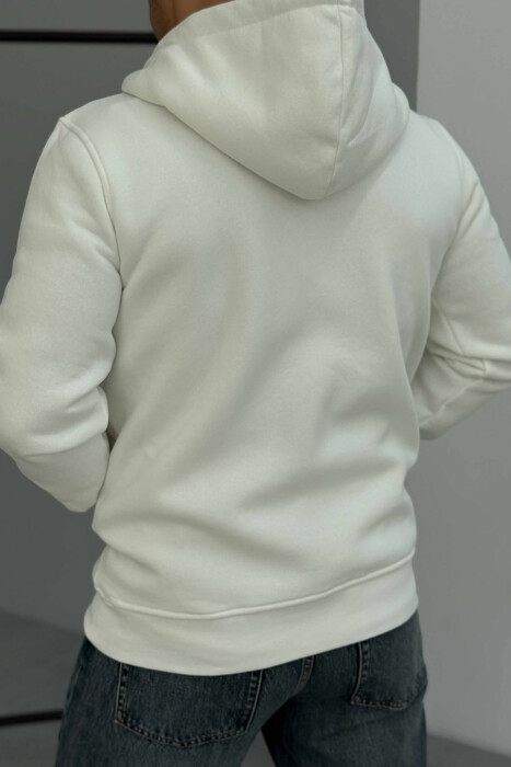 ONE COLOR FLUFFY ZIPPER HOOD MEN JACKET WHITE-E BARDHE - 3