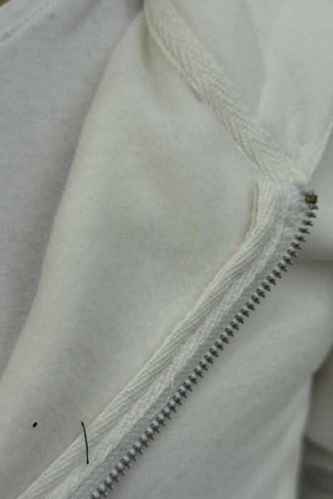 ONE COLOR FLUFFY ZIPPER HOOD MEN JACKET WHITE-E BARDHE - 4