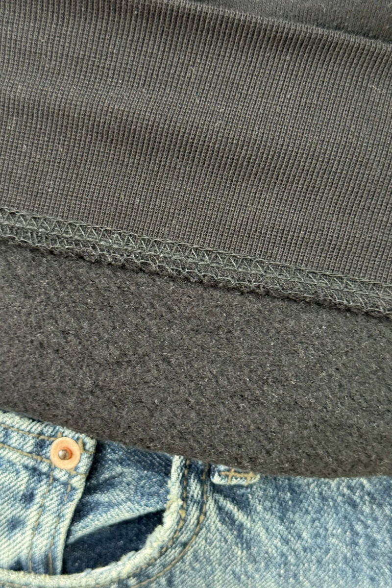 ONE COLOR FLUFFY ZIPPER NECK MEN SWEATSHIRT BLACK/ E ZEZE - 5