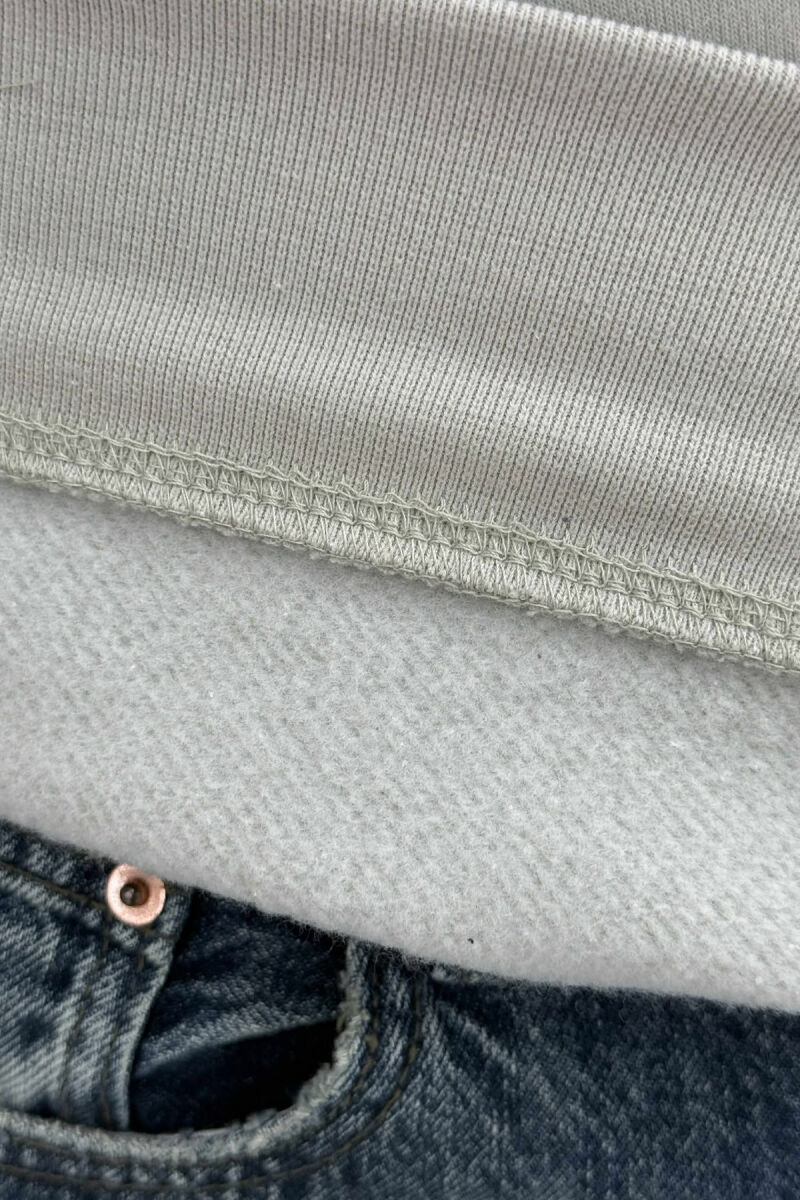 ONE COLOR FLUFFY ZIPPER NECK MEN SWEATSHIRT LIGHT GREY/GZ - 5