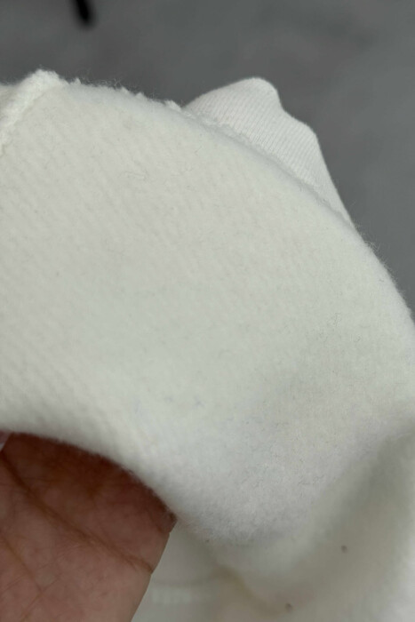 ONE COLOR FLUFFY ZIPPER NECK MEN SWEATSHIRT WHITE-E BARDHE - 3