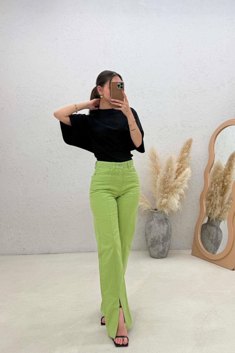 ONE COLOR FRONT CUTTED WOMAN JEANS GREEN/JESHILE - 3