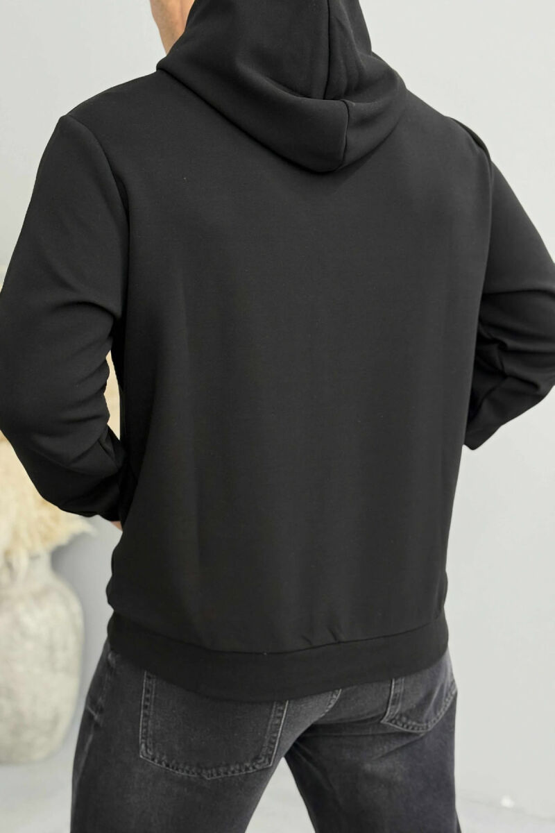 ONE COLOR FRONT DESIGN MEN HOODIE BLACK/ E ZEZE - 2