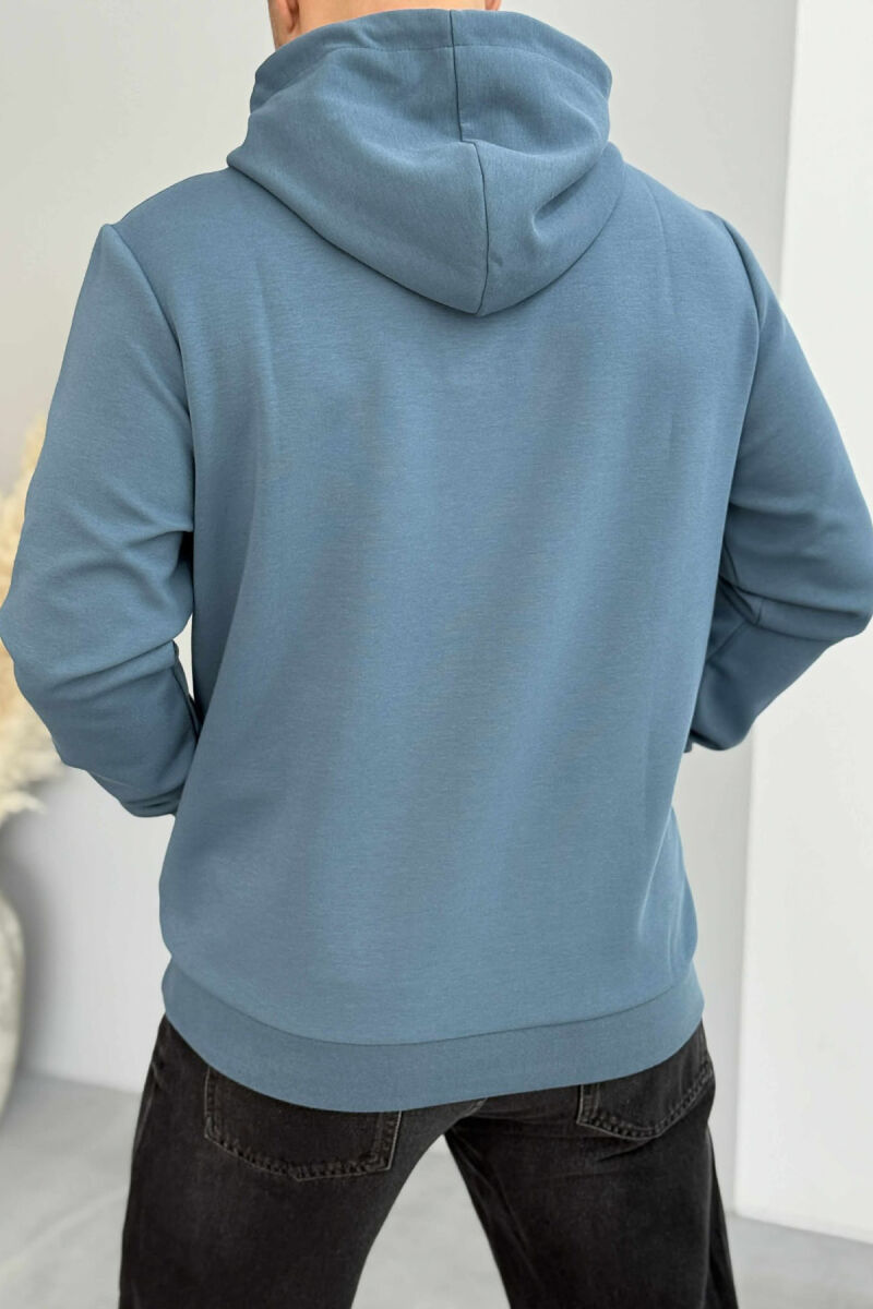 ONE COLOR FRONT DESIGN MEN HOODIE BLUE STONE/GK - 2