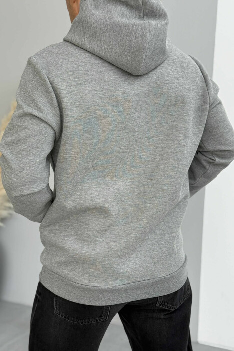 ONE COLOR FRONT DESIGN MEN HOODIE GREY/GRI - 2