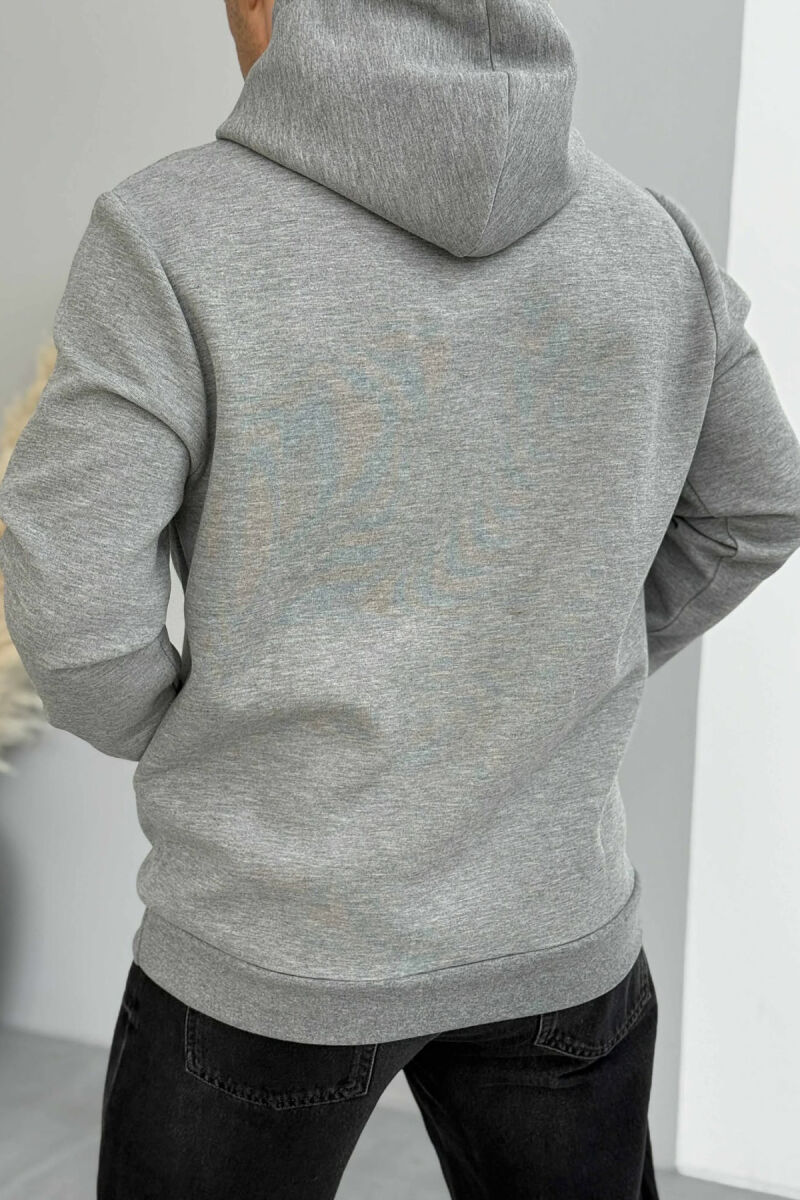 ONE COLOR FRONT DESIGN MEN HOODIE GREY/GRI - 2
