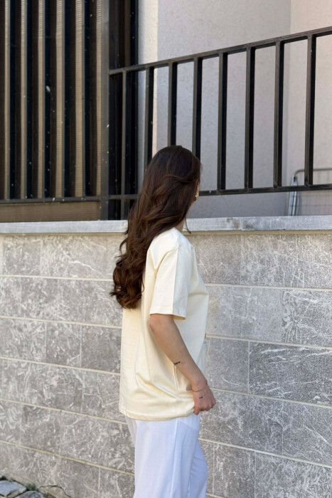 ONE COLOR FRONT IMAGE WOMAN T-SHIRT BEIGE/BEZHE - 4