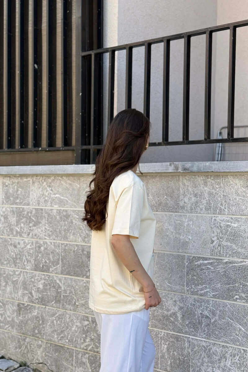 ONE COLOR FRONT IMAGE WOMAN T-SHIRT BEIGE/BEZHE - 4